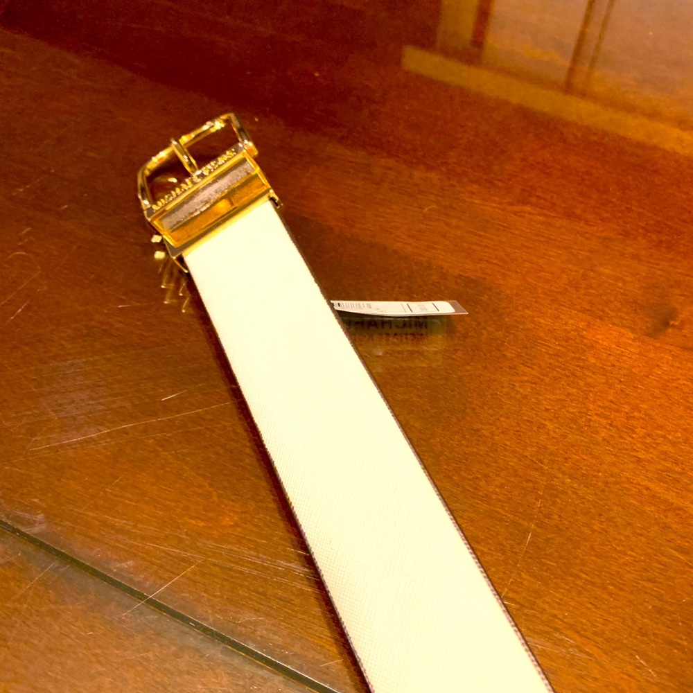 Michael Kors reversible belt, white, MK logo: XL